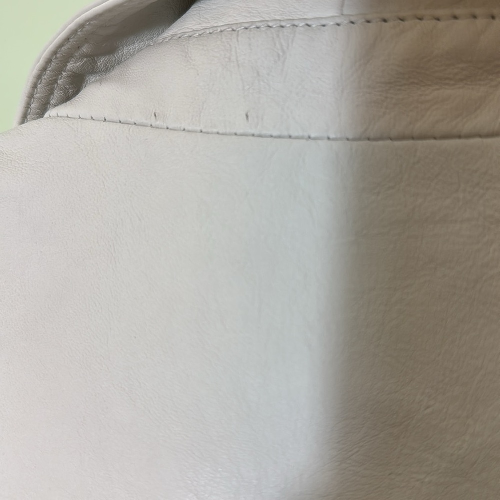 Topshop Roy fringed white leather jacket US size 12 - Picture 13 of 16